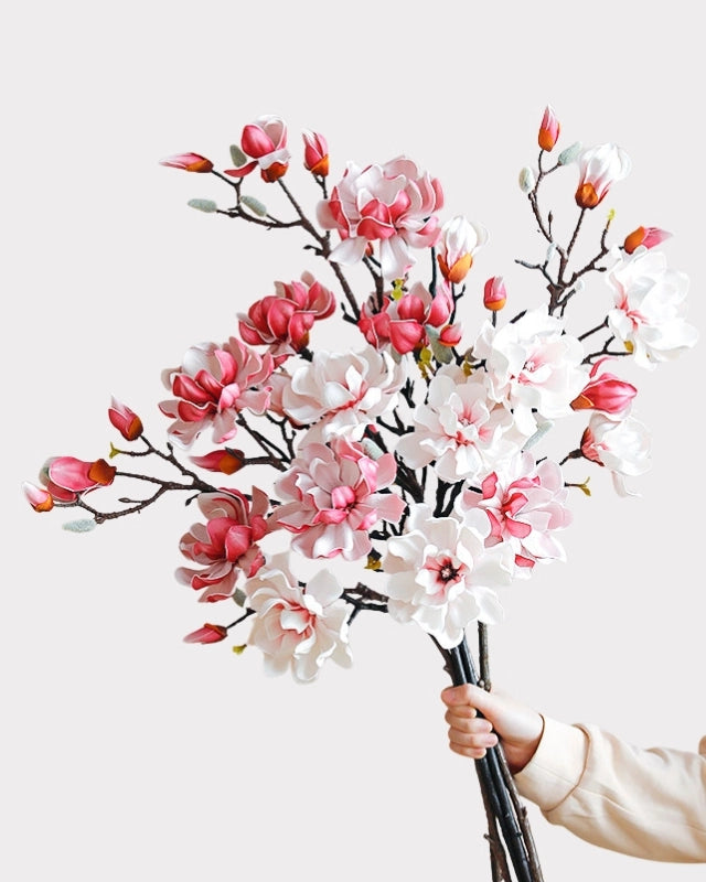 Real Touch Magnolia Faux Branch in White - 28"