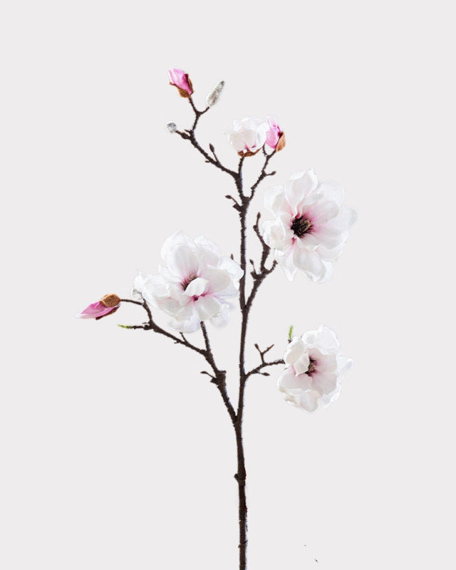 Real Touch Magnolia Faux Branch in White - 37"