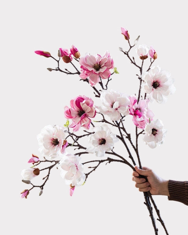 Real Touch Magnolia Faux Branch in White - 37"
