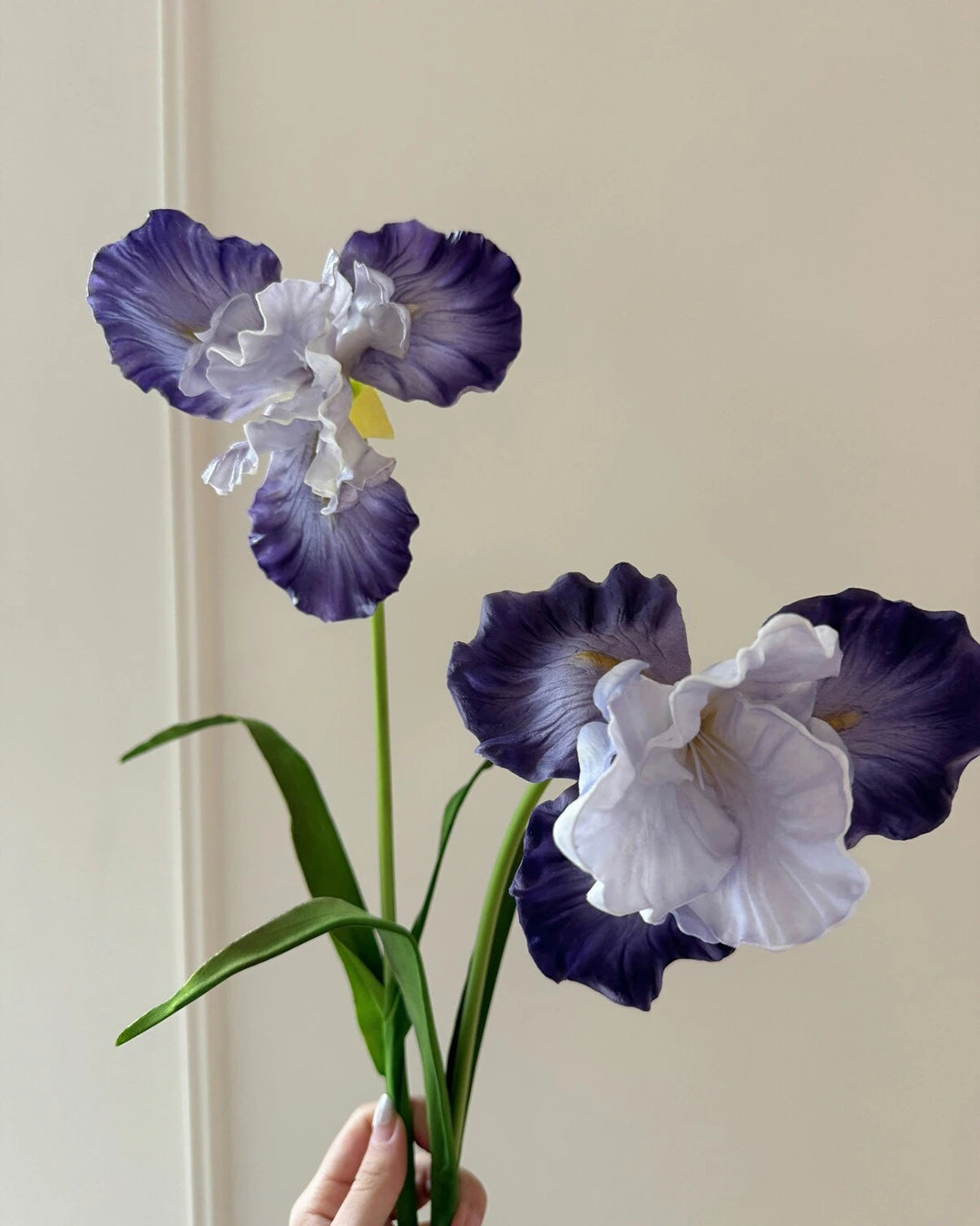 Real Touch Oil Painting Iris Artificial Flower 29"