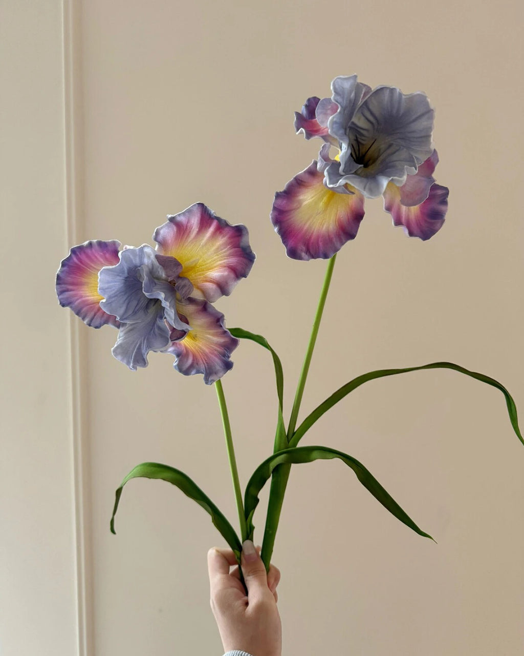 Real Touch Oil Painting Iris Artificial Flower 29"