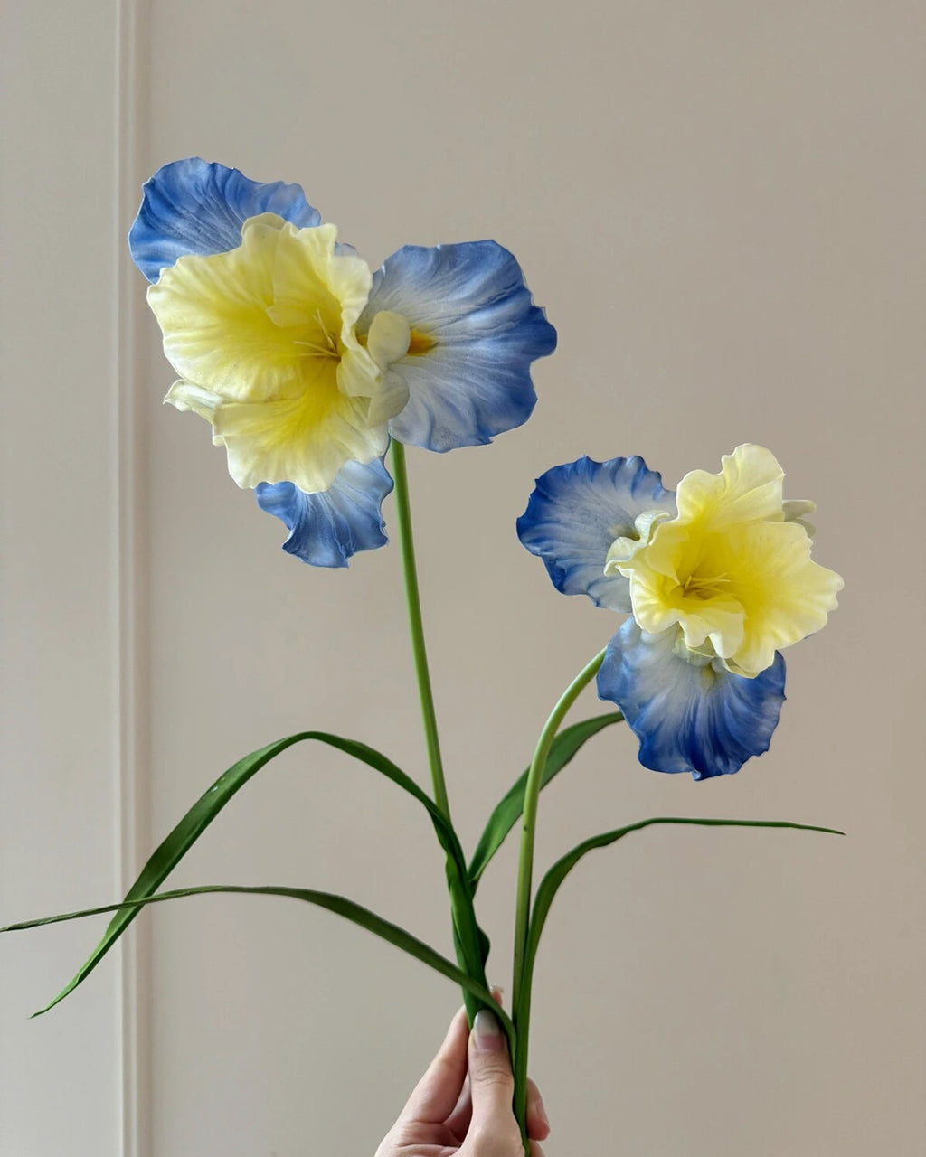 Real Touch Oil Painting Iris Artificial Flower 29"