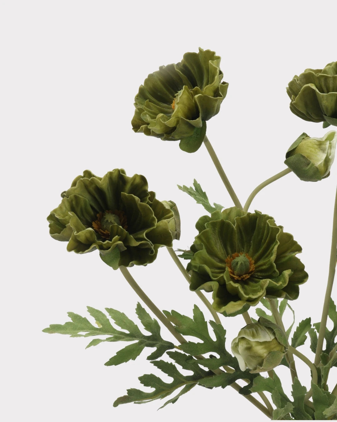 Real Touch Poppy Faux Flower in Green - 22"