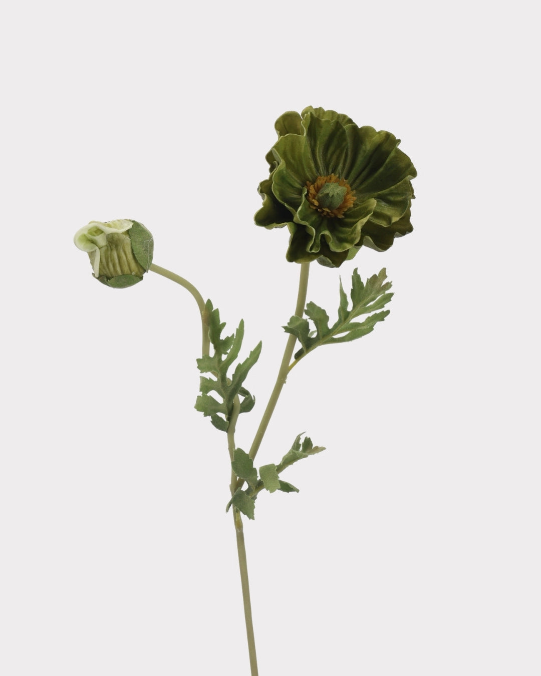 Real Touch Poppy Faux Flower in Green - 22"