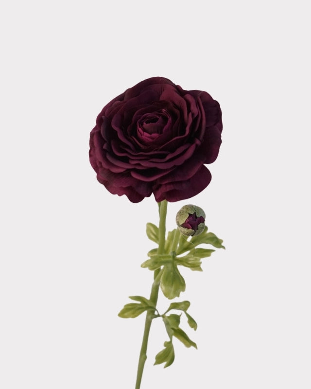 Real Touch Ranunculus Faux Flower in Burgundy - 22"