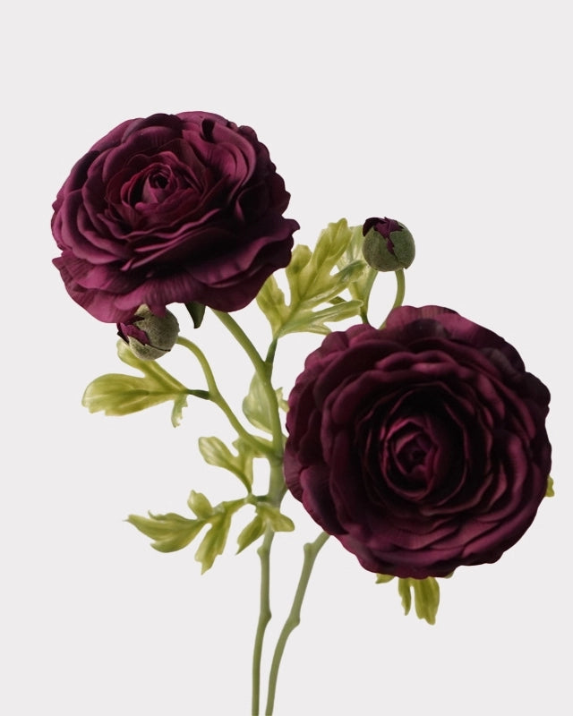 Real Touch Ranunculus Faux Flower in Burgundy - 22"