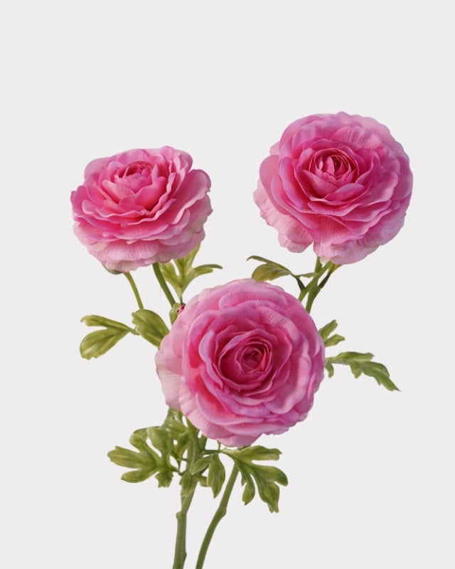 Real Touch Ranunculus Faux Flower in Deep Pink - 22"