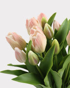 Real Touch Tulip Faux Bouquet in Champagne Pink - 15"