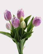 Real Touch Tulip Faux Bouquet in Deep Purple - 15"