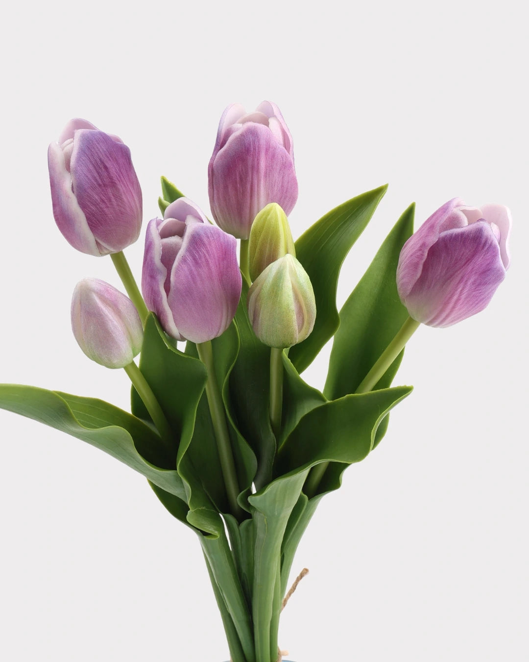 Real Touch Tulip Faux Bouquet in Deep Purple - 15"
