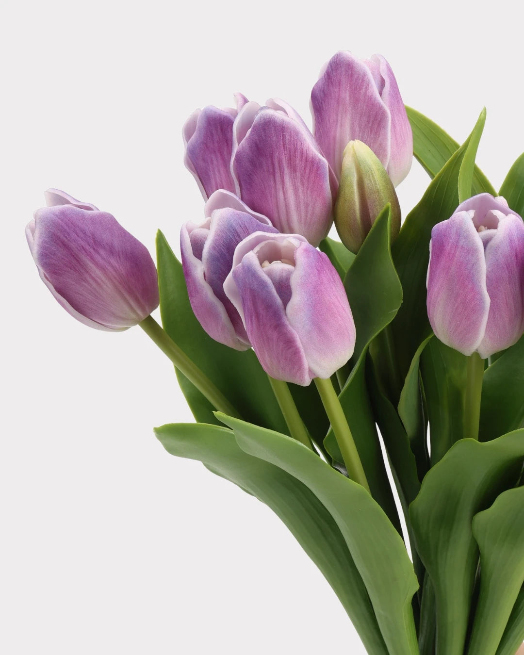 Real Touch Tulip Faux Bouquet in Deep Purple - 15"