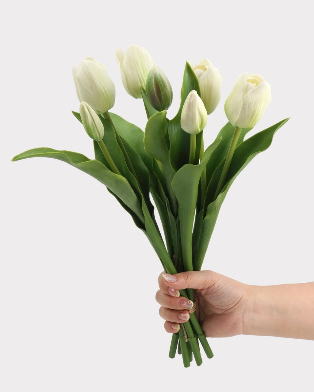 Real Touch Tulip Faux Bouquet in Green - 15"
