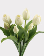 Real Touch Tulip Faux Bouquet in Green - 15"