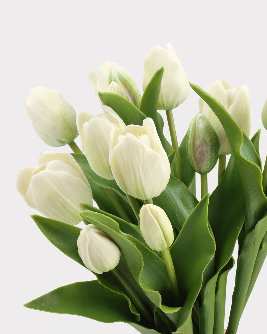 Real Touch Tulip Faux Bouquet in Green - 15"
