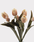 Real Touch Tulip Faux Bouquet in Light Caramel - 15"