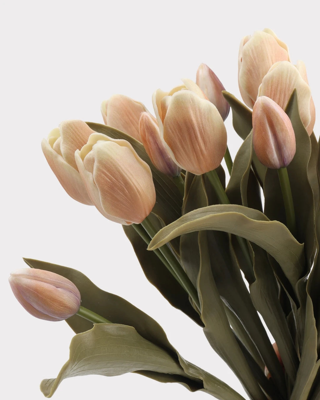 Real Touch Tulip Faux Bouquet in Light Caramel - 15"
