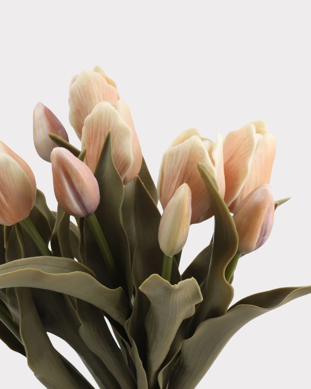 Real Touch Tulip Faux Bouquet in Light Caramel - 15"