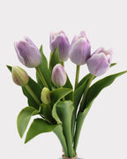 Real Touch Tulip Faux Bouquet in Light Purple - 15"