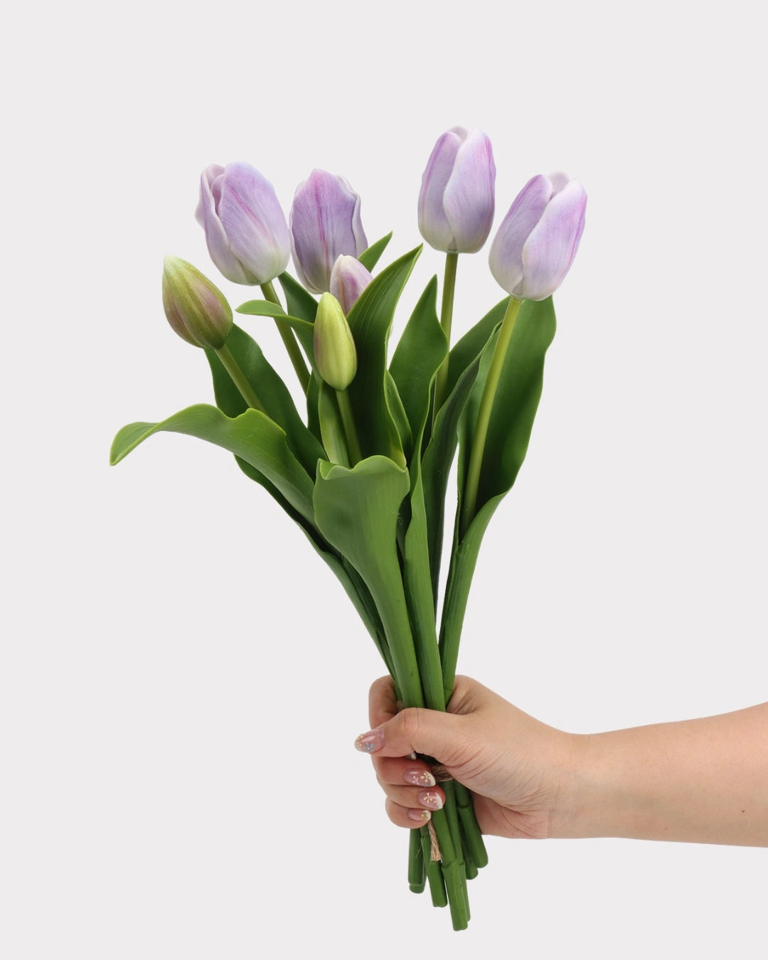 Real Touch Tulip Faux Bouquet in Light Purple - 15"