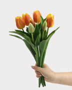 Real Touch Tulip Faux Bouquet in Orange - 15