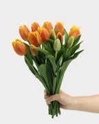 Real Touch Tulip Faux Bouquet in Orange - 15