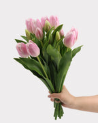 Real Touch Tulip Faux Bouquet in Pink - 15"