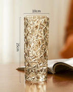 Sleek Ice Pattern Clear Glass Vase