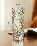 Sleek Ice Pattern Clear Glass Vase