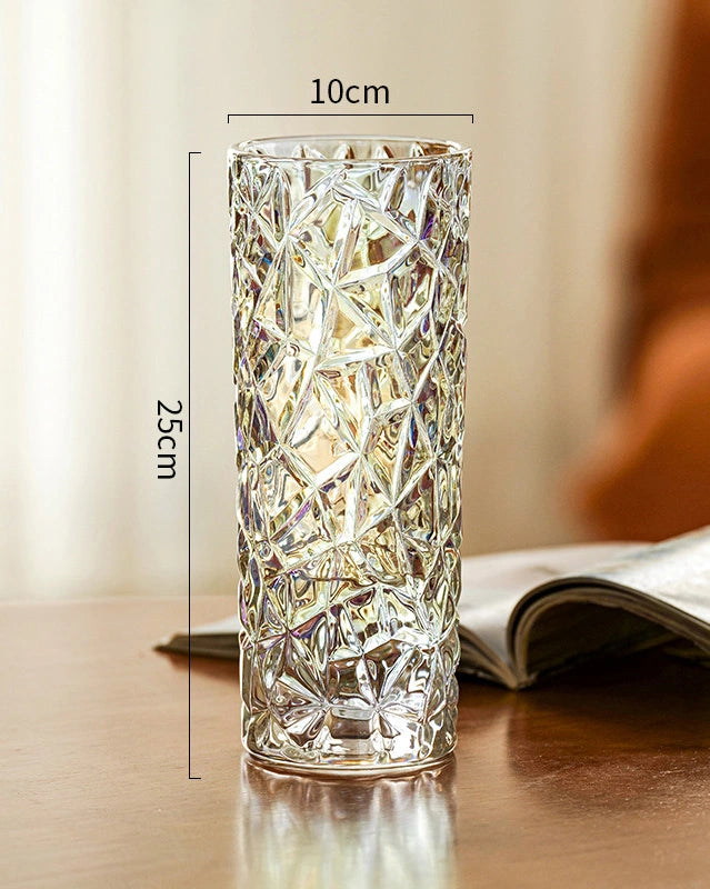 Sleek Ice Pattern Clear Glass Vase