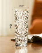 Sleek Ice Pattern Clear Glass Vase