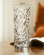 Sleek Ice Pattern Clear Glass Vase