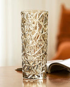 Sleek Ice Pattern Clear Glass Vase