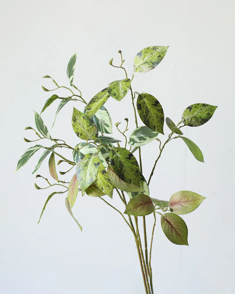 Vibrant Artificial Colorful Philodendron Leaf Stem 29.5"