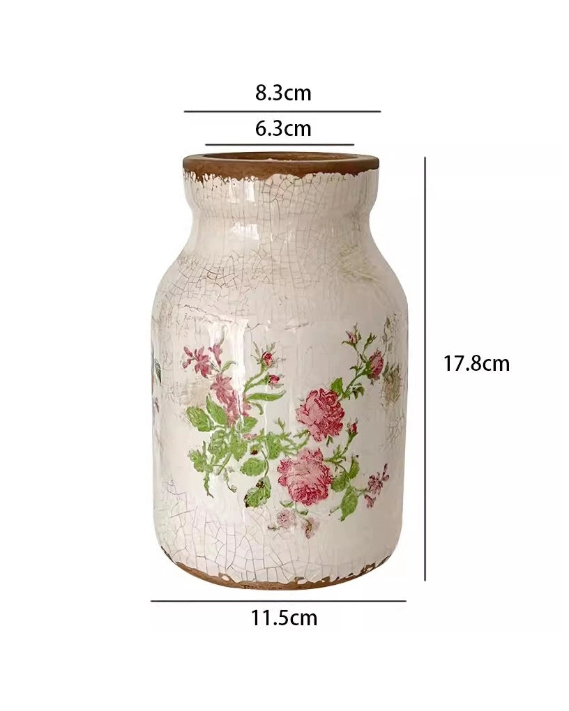 Vintage Forest Crackle Glaze Ceramic Vase