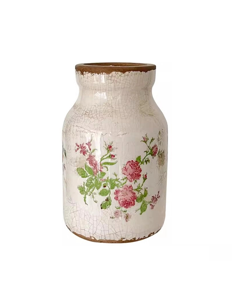Vintage Forest Crackle Glaze Ceramic Vase