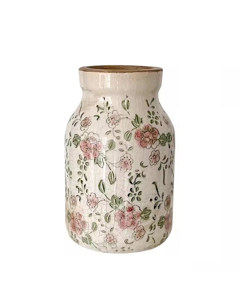 Vintage Forest Crackle Glaze Ceramic Vase