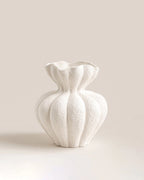 Vintage French Multi-Petal Ceramic Vase