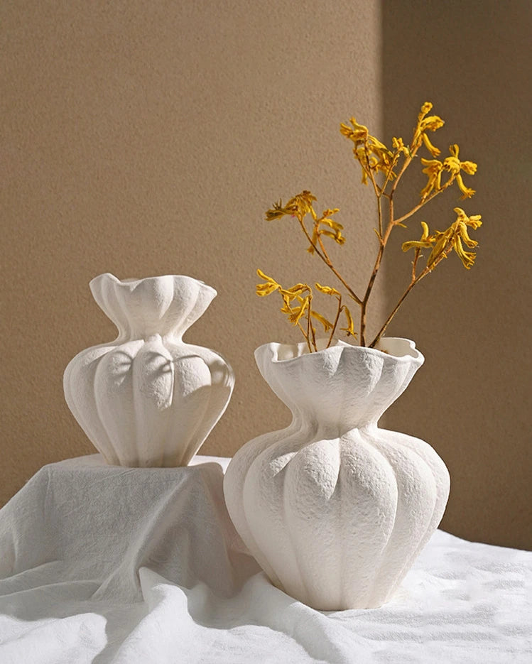 Vintage French Multi-Petal Ceramic Vase