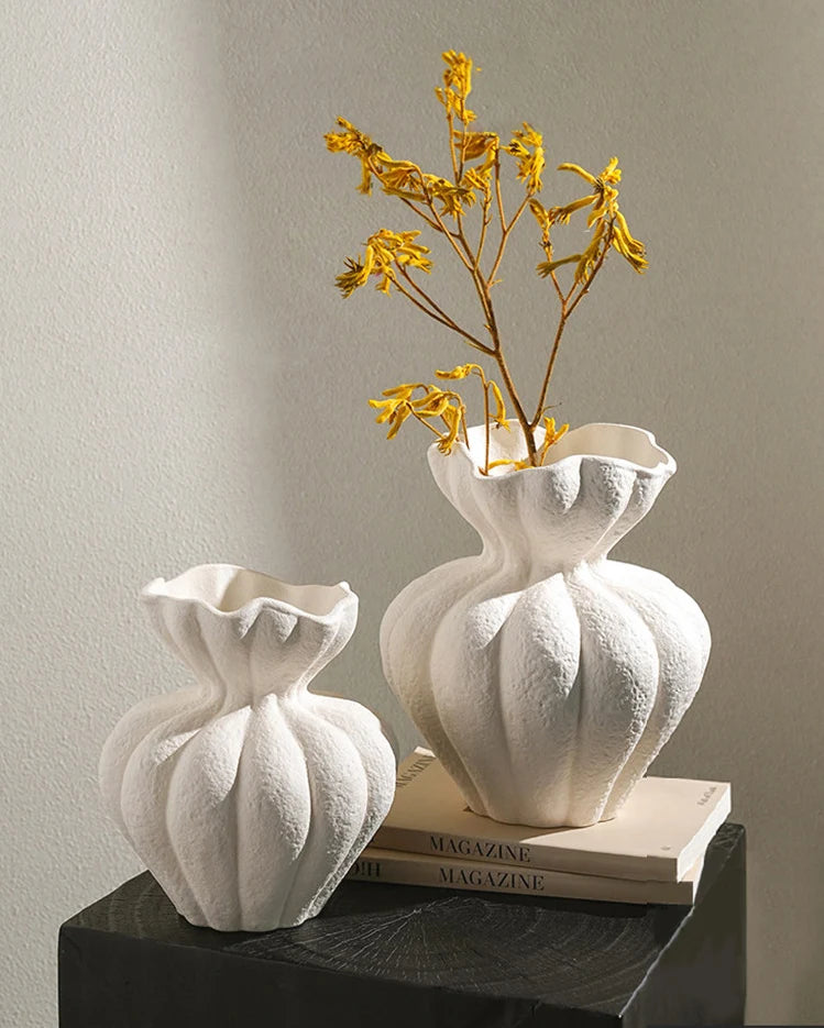Vintage French Multi-Petal Ceramic Vase