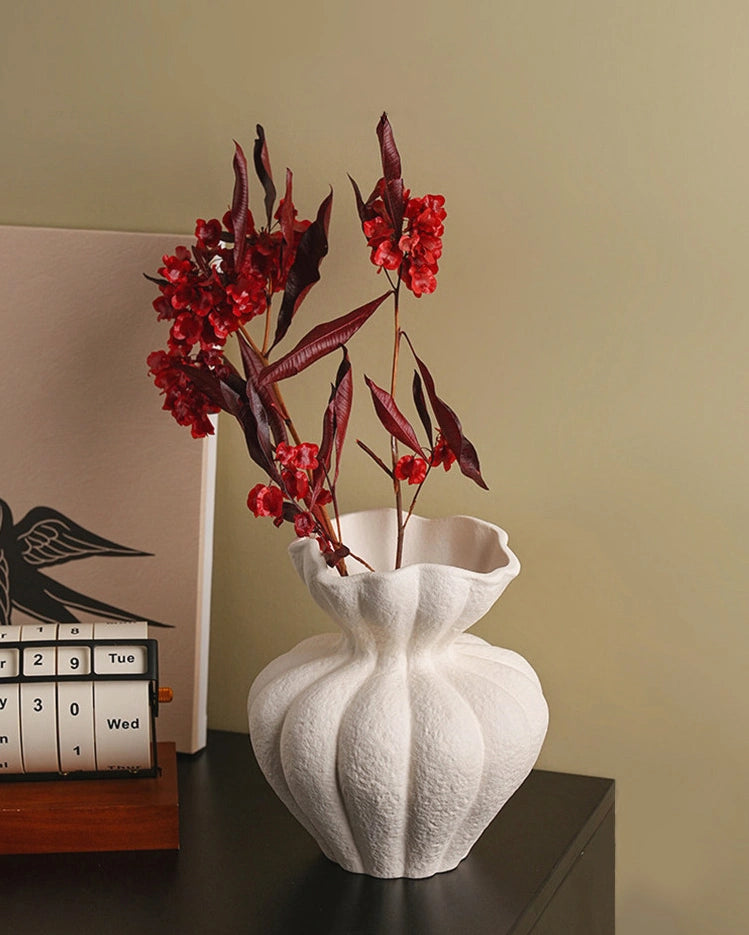 Vintage French Multi-Petal Ceramic Vase