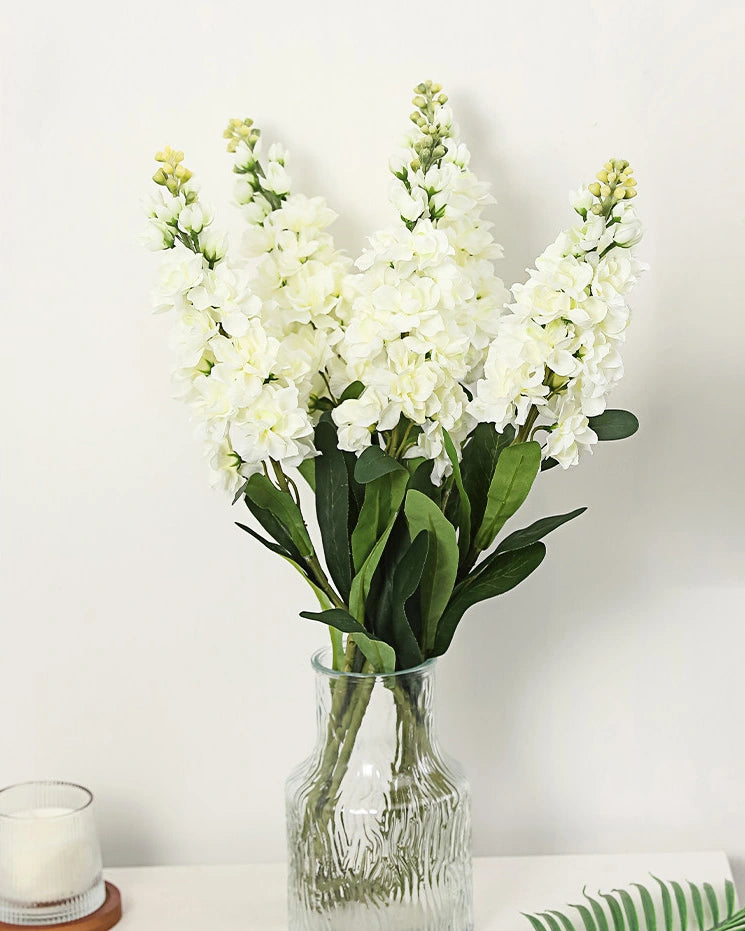 Violet Faux Flower in White - 31"