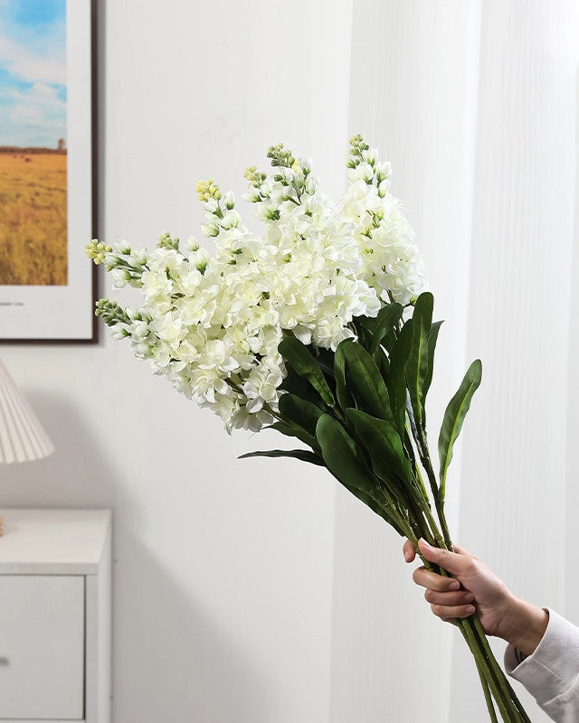 Violet Faux Flower in White - 31"