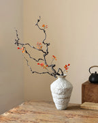 Wabi-Sabi Ceramic Vase with Snow Texture