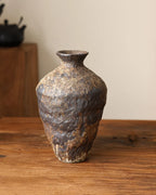 Wabi-Sabi Ceramic Vase with Snow Texture