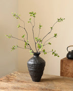 Wabi-Sabi Ceramic Vase with Snow Texture